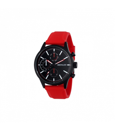 Watch Large Red Silicone Strap Black Dial Sports Men's Silicone Red