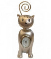 Miniature Clock Silver Tone Cat IMP1081S - CLEARANCE NEEDS RE-BATTERY