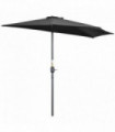 Garden Furniture Parasol Half Round Umbrella Black Metal UV PE 269cm x 138cm