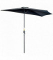 Outsunny 3(m) Half Round Parasol Garden Sun Umbrella Metal w/ Crank Black