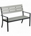 Garden Bench Two-Seater Grey Black Minimal Design Steel 122W x 65D x 92H cm