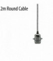 Pendant Set 3Core Round Black And White Fabric Cord E27 Chrome Holder 1m Cable