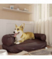 Ergonomic Foam Dog Bed Brown 88x65 cm Faux Leather