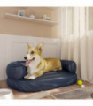 Ergonomic Foam Dog Bed Dark Blue 60x42 cm Faux Leather