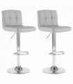 Bar  Stool - Grey Faux Leather, 106L x 106W x 121H cm, Chrome Leg