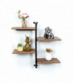 Wall Shelf - 4 Tier Dark OAK Tall Multi Section Wall Shelf Black Frame Oak