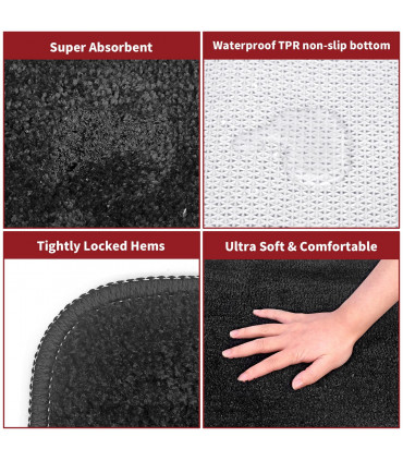 MICROFIBER BATH MAT 50X80cm DARK GREY Ultra Soft Water Absorbent Non-Slip Mats