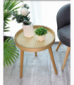 Side Table - Cane Oak Round Side Table - SLENDER - Natural Oak - MDF Pinewood