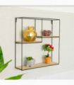 Wall Shelf Black MDF + Iron 40x40x10cm Stylish Functional Easy Install Display