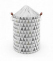 Triangle Thick Canvas Fabric with Leather Handles Laundry Basket W40 x H50 cm