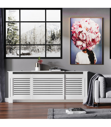 MDF White Extendable Radiator Cover 208.5cm x 20.5cm x 82.5cm Elegance & Safety