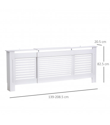 MDF White Extendable Radiator Cover 208.5cm x 20.5cm x 82.5cm Elegance & Safety