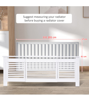 MDF White Extendable Radiator Cover 208.5cm x 20.5cm x 82.5cm Elegance & Safety